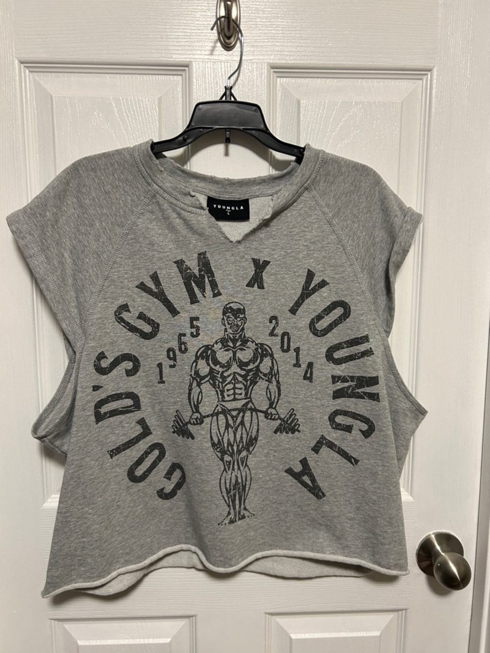 YoungLA Gray Graphic Muscle Crop Tee